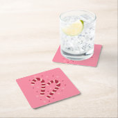 Candy canes vierkante kartonnen onderzetter (Insitu)