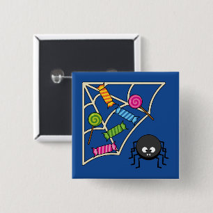 Candy Catcher Spider Vierkante Button 5,1 Cm