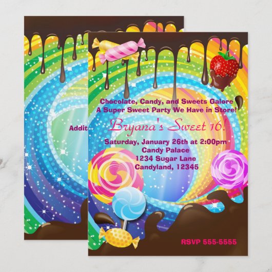 Candy Chocolate Adolescent Dream Land Invitation d (Devant / Derrière)