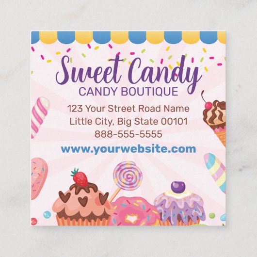 Candy Chocolates Cupcakes Carte de rabais (Dos)