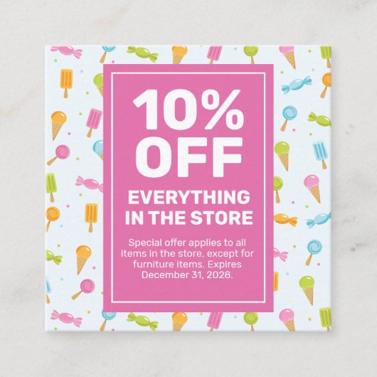 Candy Chocolates Cupcakes Carte de rabais (Devant)