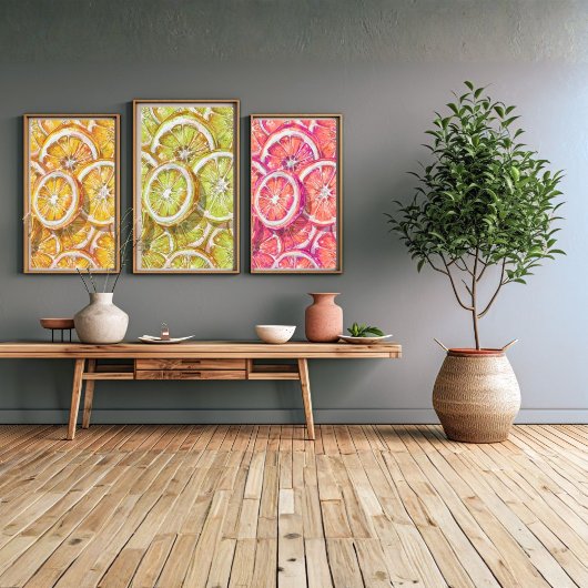 Candy Citrus Swirl – Fun Retro Citrus Candy  Muurkunst Sets