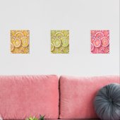 Candy Citrus Swirl – Fun Retro Citrus Candy  Muurkunst Sets (Woonkamer)