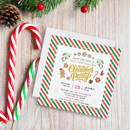 Candy Coated Sugar Plum Christmas Party Invitation Kaart