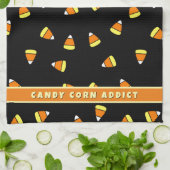 Candy Corn Addict Black Halloween Keuken Handdoek (Gevouwen)