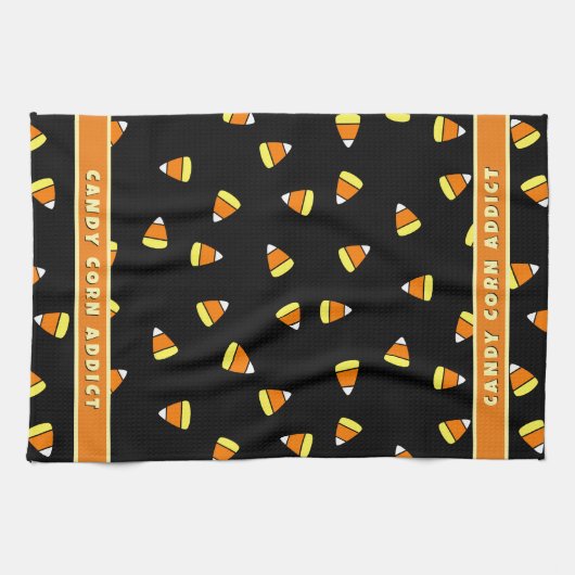 Candy Corn Addict Black Halloween Serviette de cui (Horizontal)