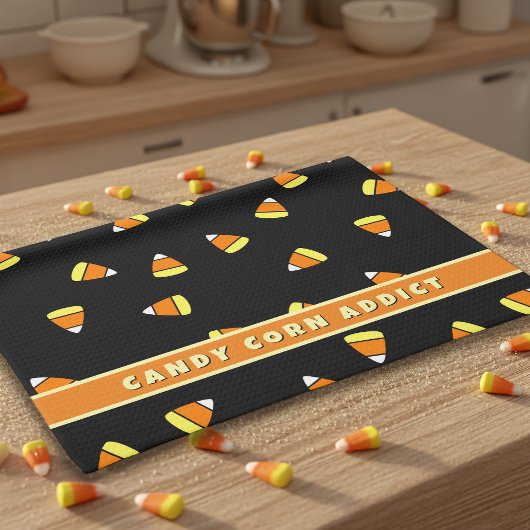 Candy Corn Addict Black Halloween Serviette de cui