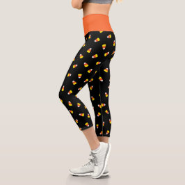 Candy Corn Black bedrukt Legging Capris