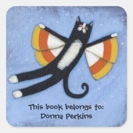 Candy Corn Cat Angel Vierkante Sticker