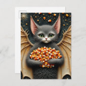 Candy Corn Cat Bat Briefkaart (Voorkant / Achterkant)