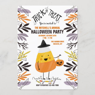 Candy Corn Character Halloween Party Uitnodiging