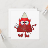 Candy Corn Devil Halloween Kaart (Voorkant / Achterkant in situ)