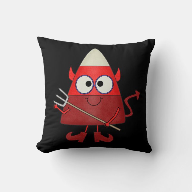 Candy Corn Devil Halloween Kussen (Voorkant)