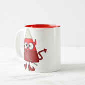 Candy Corn Devil Halloween Tweekleurige Koffiemok (Voorkant links)