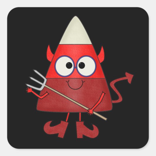 Candy Corn Devil Halloween Vierkante Sticker (Voorkant)