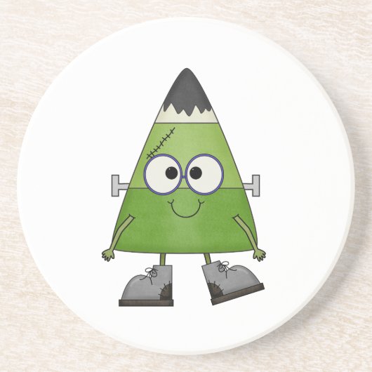 Candy Corn Frankenstein Halloween Zandsteen Onderzetter (Voorkant)