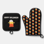 Candy Corn Ghost Ovenwant & Pannenlap Set (Voorkant)