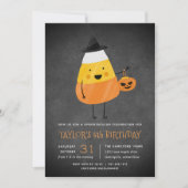 Candy Corn Halloween Birthday Party Kaart (Voorkant)