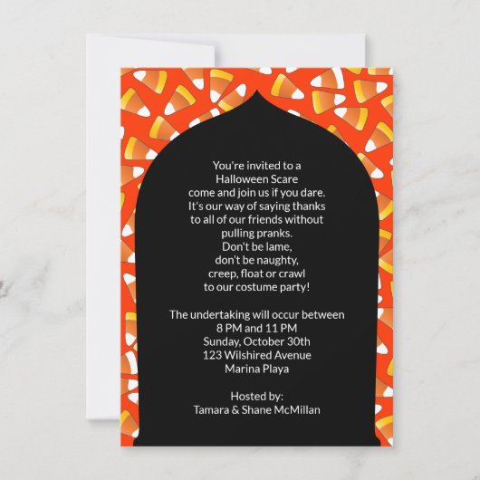 Candy Corn Halloween Costume Party Invitation Kaart (Voorkant)