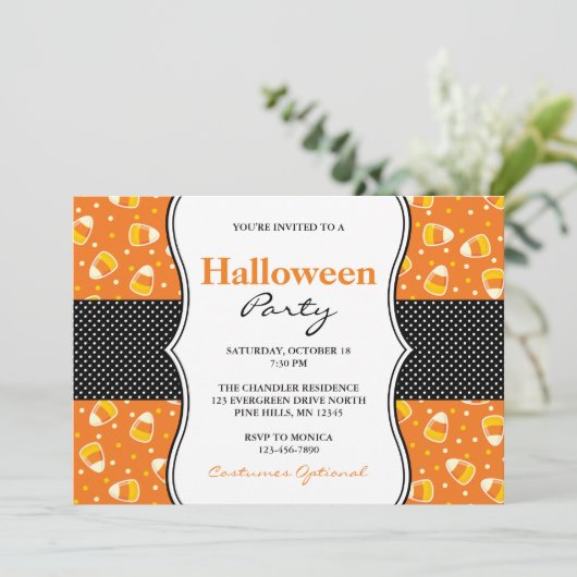 Candy Corn Halloween fêtes Invitations (Debout devant)