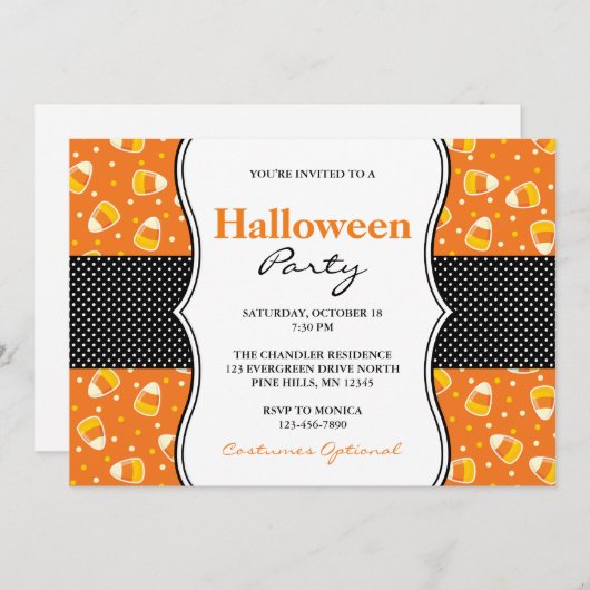 Candy Corn Halloween fêtes Invitations (Devant / Derrière)