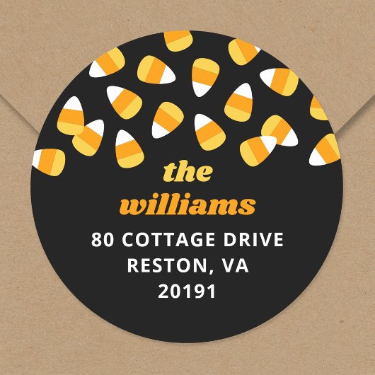 Candy Corn Halloween Retouradresstickers Ronde Sticker