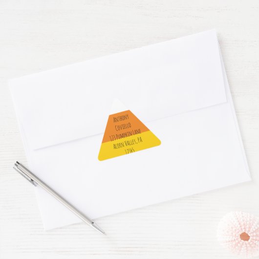 Candy Corn Halloween Return Address Driehoek Sticker (Envelop)