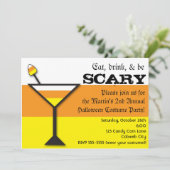 Candy Corn Martini Halloween-feest uitnodiging (Staand voorkant)