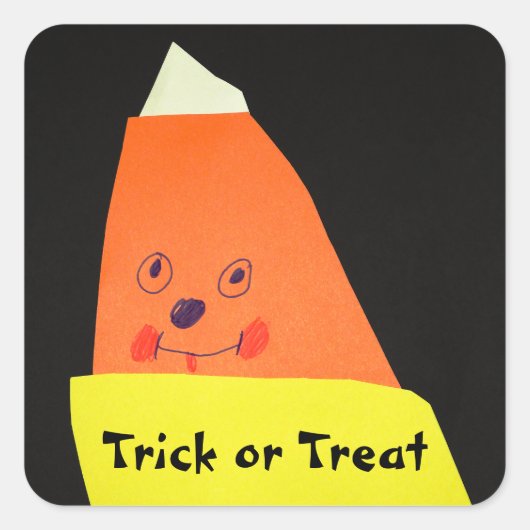 Candy Corn Monster Vierkante Sticker (Voorkant)