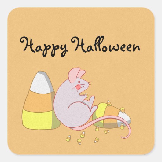 Candy Corn Mouse Vierkante Sticker (Voorkant)