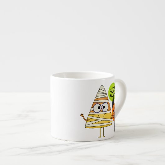Candy Corn Mummy Halloween Espresso Kop (Voorkant rechts)