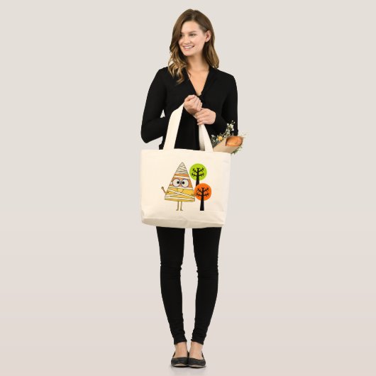 Candy Corn Mummy Halloween Grote Tote Bag (Voorkant (model))