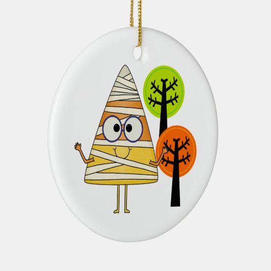 Candy Corn Mummy Halloween Keramisch Ornament (Rechts)
