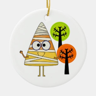 Candy Corn Mummy Halloween Keramisch Ornament