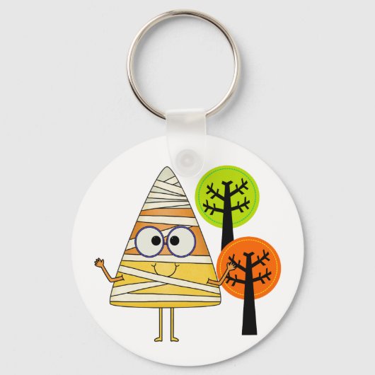 Candy Corn Mummy Halloween Sleutelhanger (Voorkant)