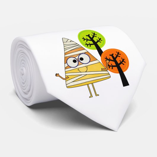Candy Corn Mummy Halloween Stropdas (Opgerold)