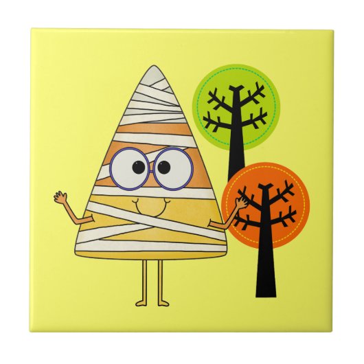 Candy Corn Mummy Halloween Tegeltje (Voorkant)