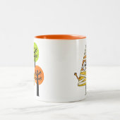 Candy Corn Mummy Halloween Tweekleurige Koffiemok (Center)
