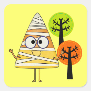 Candy Corn Mummy Halloween Vierkante Sticker