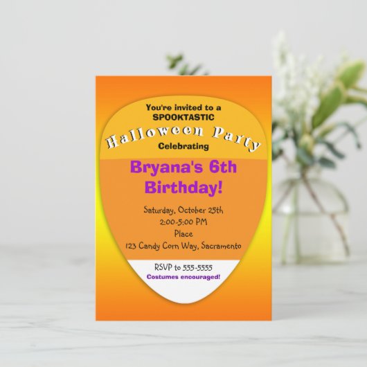 Candy Corn Orange Halloween Invitations (Debout devant)