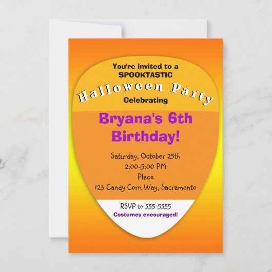 Candy Corn Orange Halloween Invitations (Devant)