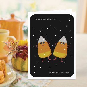 Candy Corn Pair "Onze zegeningen tellen" Herfst Feestdagen Kaart