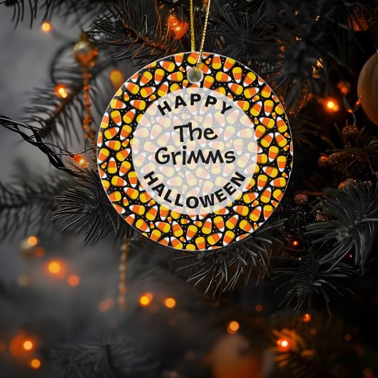 Candy Corn Patroon Halloween Aangepast Keramisch Ornament