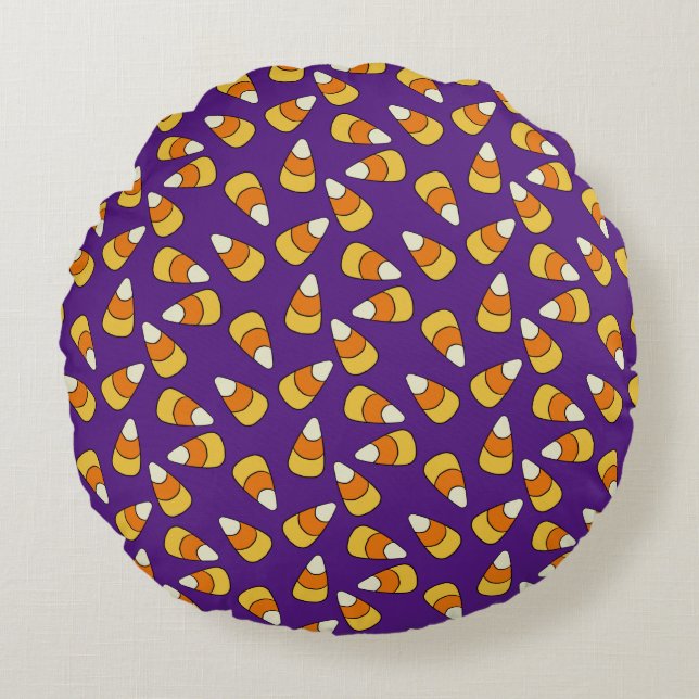 Candy Corn Pattern Rond Kussen (Voorkant)