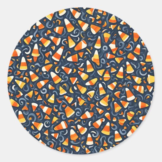 Candy Corn Pret Ronde Sticker (Voorkant)