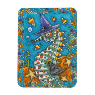 CANDY CORN SEAHORSE, ONDER HET ZEE HALLOWEEN FISH MAGNEET