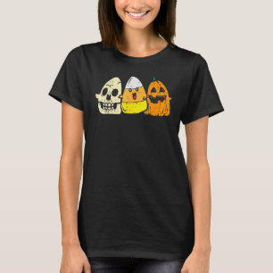 Candy Corn Skeleton Skull Pumpkin Fun Halloween Co T-shirt