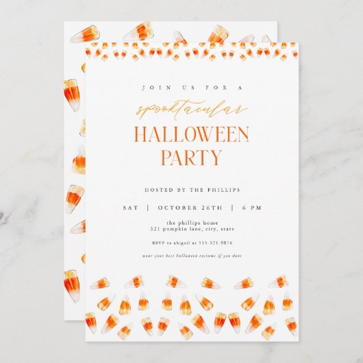 Candy Corn Spooktacular Halloween Party Invitation (Devant / Derrière)