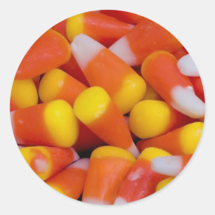 Candy Corn Sticker, gemorst Ronde Sticker