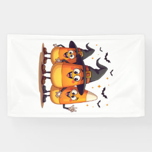 Candy Corn Trio - Grappige Halloween Karakters Spandoek